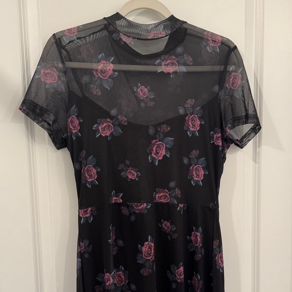 Floral Black and Purple Women's Dress - Picture 2 of 4